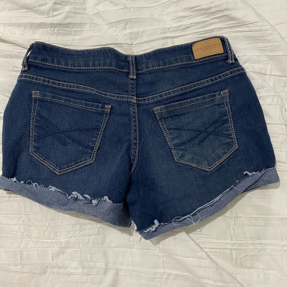 Aeropostale Womens Jean Midi Shorts Size 2 Super Stretch Blue Denim Dark Wash - Picture 4 of 4